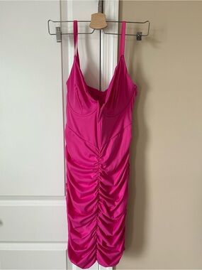 HALARA Hot Pink Ruched Mini Dress